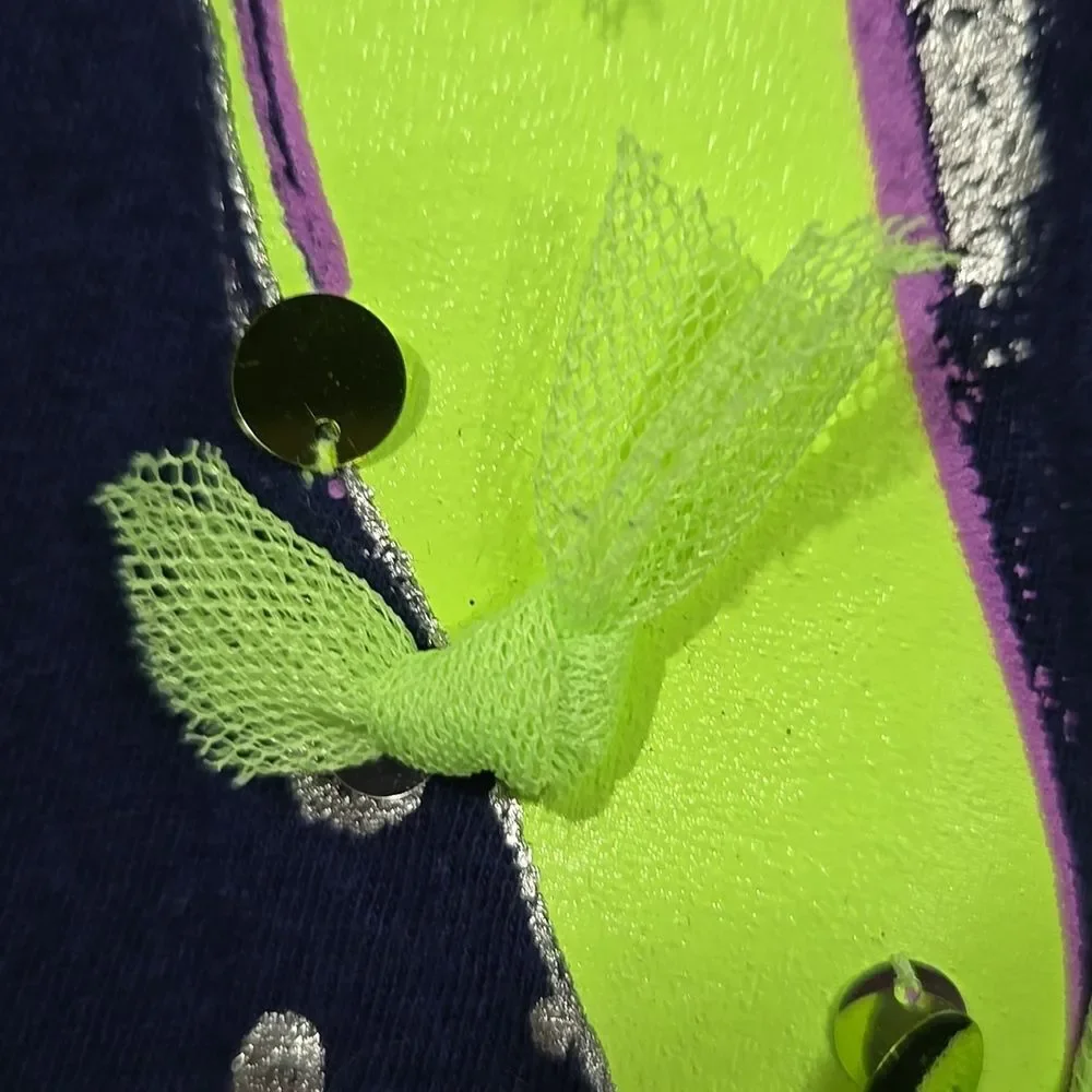 Justice Girls Layered Top Size 12 Navy Lime Graphic Shirt Tween Everyday Tee